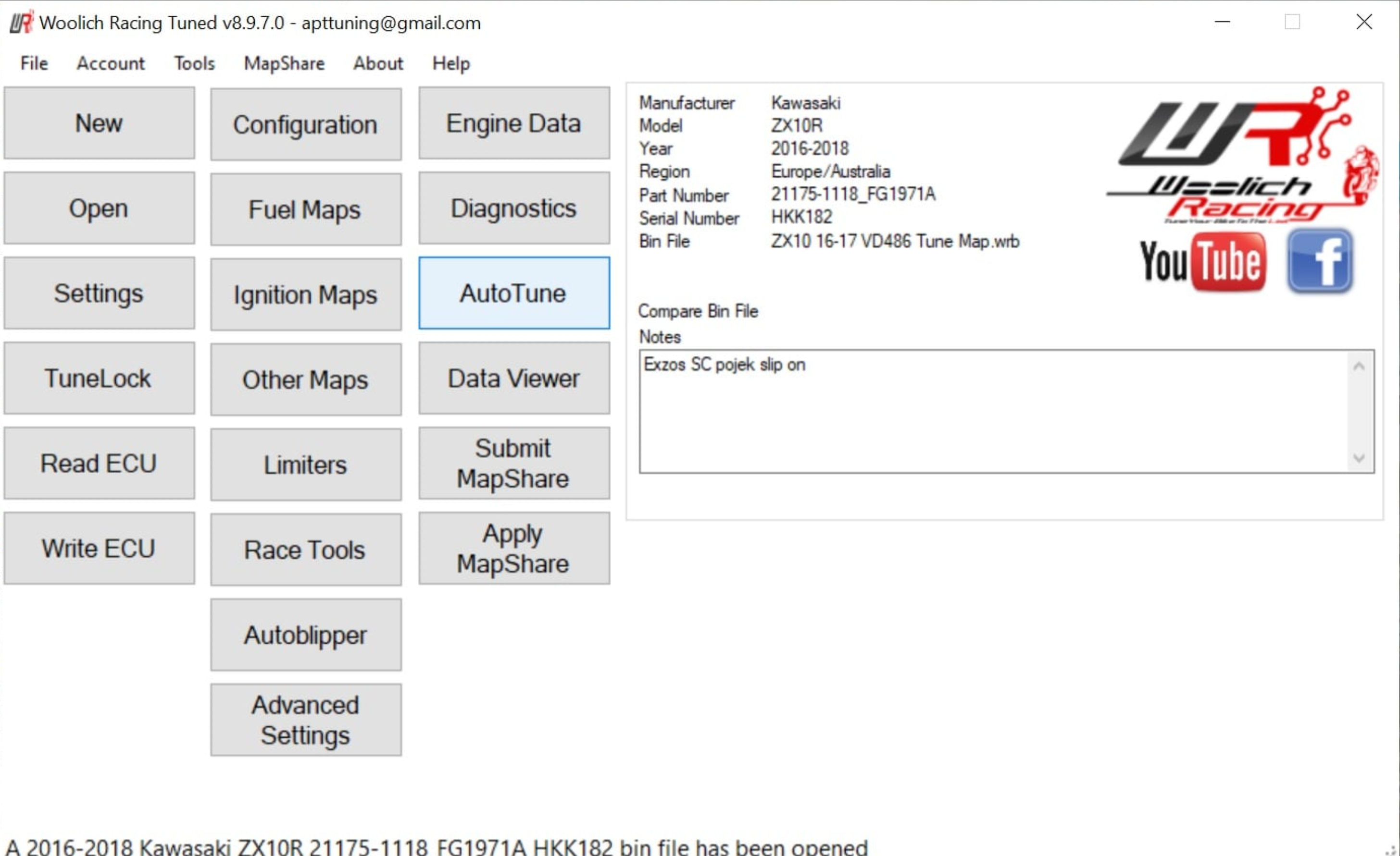 Woolich Racing Tuning Interface
